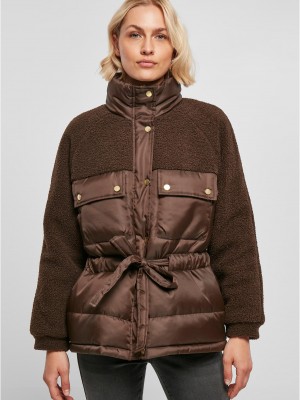 Дамско Пухено Яке Ladies Sherpa Mix Puffer Jacket brown XXL Дамско Пухено Яке Ladies Sherpa Mix Puffer Jacket brown XXL