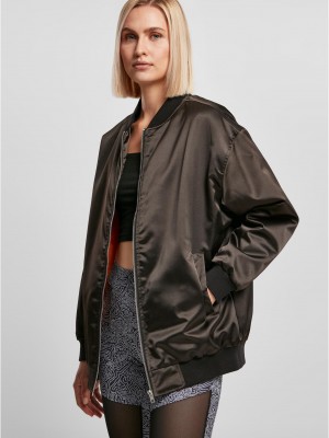 Дамско Бомбър ЯкеLadies Oversized Satin Bomber Jacket black XXL Дамско Бомбър ЯкеLadies Oversized Satin Bomber Jacket black XXL