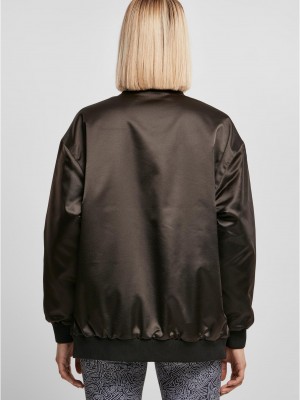 Дамско Бомбър ЯкеLadies Oversized Satin Bomber Jacket black XXL Дамско Бомбър ЯкеLadies Oversized Satin Bomber Jacket black XXL