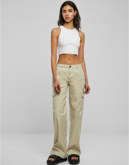 Дамски Дънки с Висока ТалияLadies High Waist Straight Denim Cargo Pants offwhite raw 29