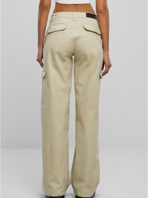 Дамски Дънки с Висока ТалияLadies High Waist Straight Denim Cargo Pants offwhite raw 29