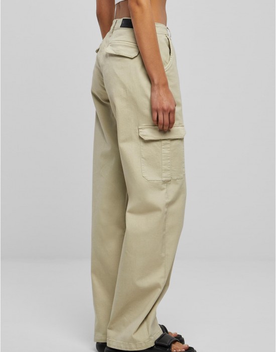 Дамски Дънки с Висока ТалияLadies High Waist Straight Denim Cargo Pants offwhite raw 29