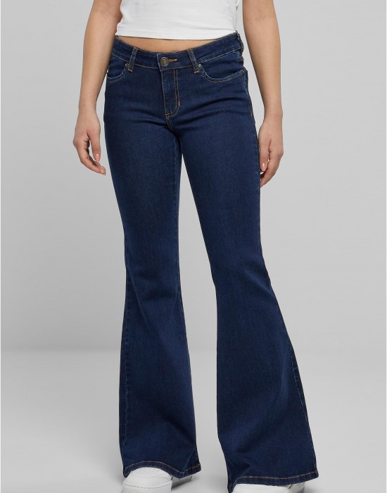 Дамски Дънки Ladies Organic Low Waist Flared Denim mid indigo washed 29
