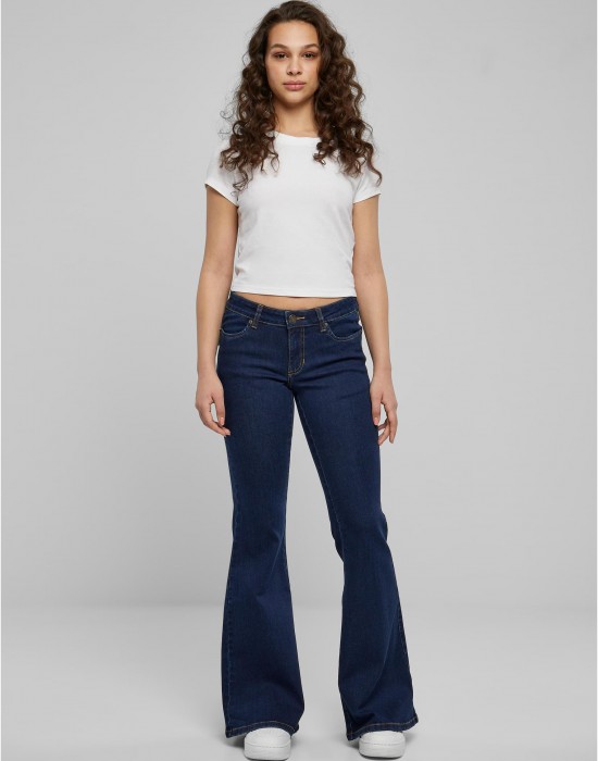 Дамски Дънки Ladies Organic Low Waist Flared Denim mid indigo washed 29
