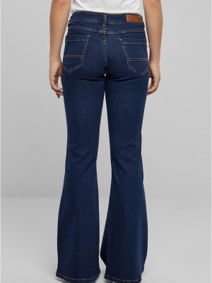 Дамски Дънки Ladies Organic Low Waist Flared Denim mid indigo washed 29