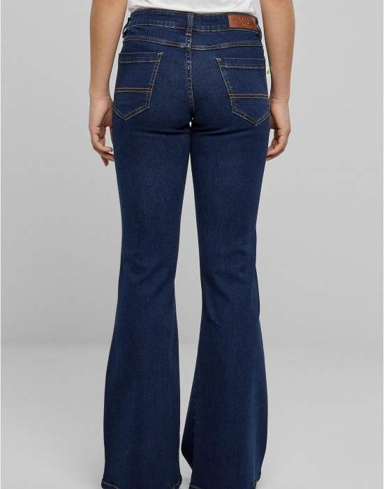 Дамски Дънки Ladies Organic Low Waist Flared Denim mid indigo washed 29