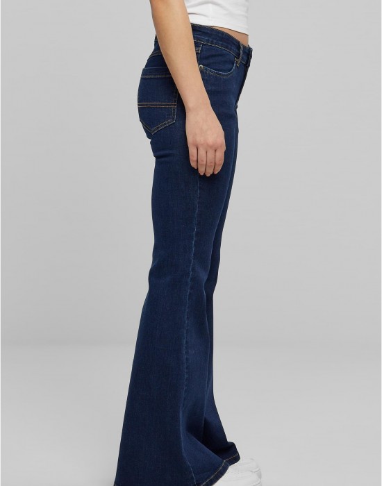 Дамски Дънки Ladies Organic Low Waist Flared Denim mid indigo washed 29