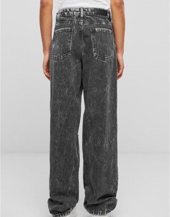 Дамски Дънки Ladies Distressed 90's Wide Leg Denim Pants black charcoal washed 29
