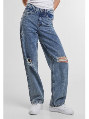 Дамски Дънки Ladies Distressed 90's Wide Leg Denim Pants vintage lightblue washed 29
