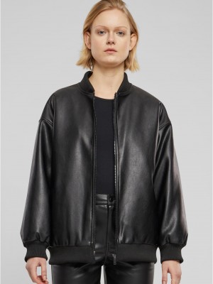 Дамско Бомбър ЯкеLadies Synthetic Leather Bomber Jacket black XXL Дамско Бомбър ЯкеLadies Synthetic Leather Bomber Jacket black XXL