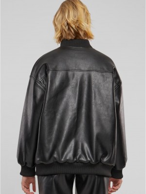 Дамско Бомбър ЯкеLadies Synthetic Leather Bomber Jacket black XXL Дамско Бомбър ЯкеLadies Synthetic Leather Bomber Jacket black XXL