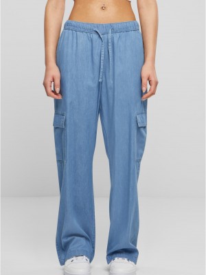 Дамски Дънки Ladies Light Denim Cargo Pants skyblue washed XXL