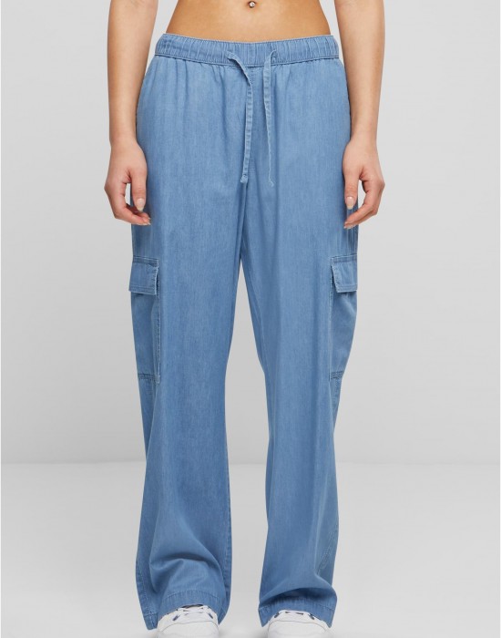 Дамски Дънки Ladies Light Denim Cargo Pants skyblue washed XXL