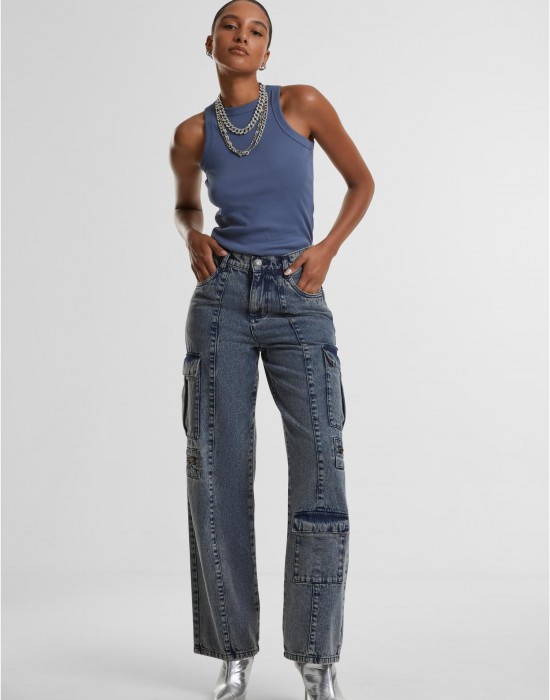 Дамски Дънки Ladies Loose Utility Denim Pants dirty washed 29