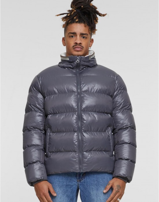 Мъжко Пухено Яке Recycled Zip neck Puffer Jacket darkstone XXL