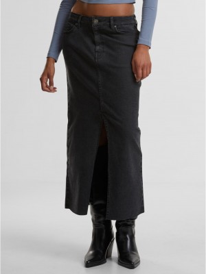 Дамски Дънки Ladies High Slit Denim Skirt black washed 29