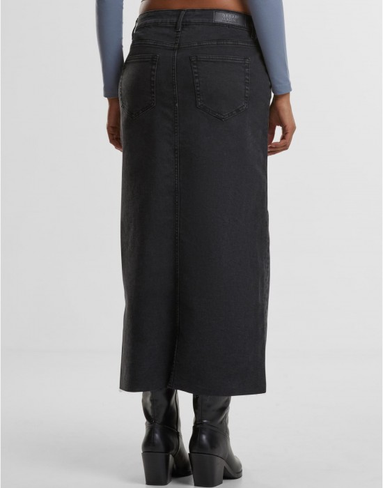 Дамски Дънки Ladies High Slit Denim Skirt black washed 29