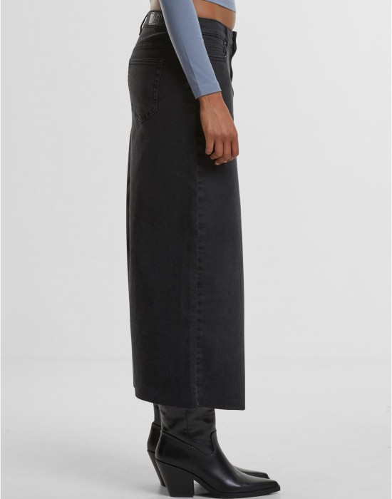 Дамски Дънки Ladies High Slit Denim Skirt black washed 29