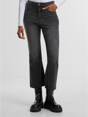 Дамски Дънки Ladies Cropped Flared Denim Pants black washed 29