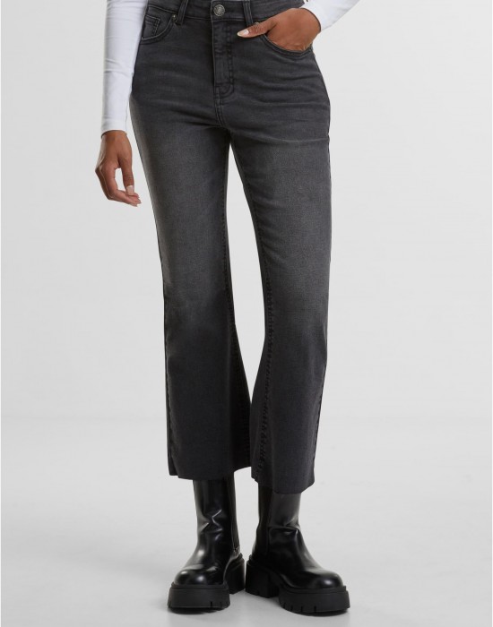 Дамски Дънки Ladies Cropped Flared Denim Pants black washed 29