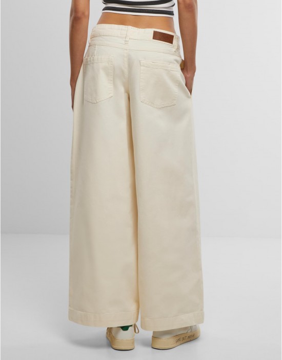 Дамски Дънки Ladies Wide Leg Light Denim Pants whitesand 29