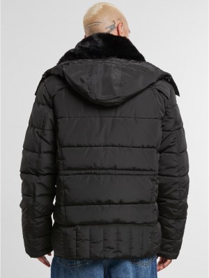 Мъжко Пухено Яке Puffer Jacket With Detachable Fur Collar black XXL