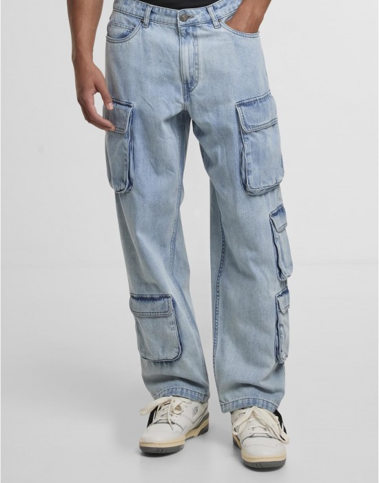 Мъжки Дънки Multi Pocket Denim Cargo new light blue washed 38