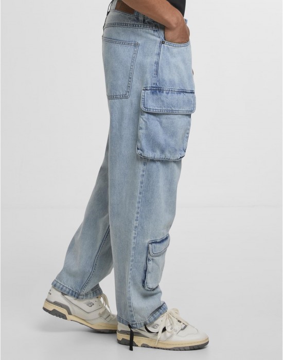 Мъжки Дънки Multi Pocket Denim Cargo new light blue washed 38