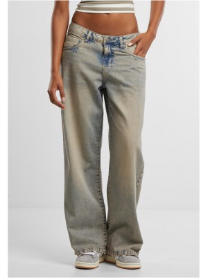 Дамски Дънки Ladies Low Waist Baggy Fit Denim mid grey dirty washed 29