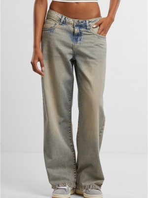 Дамски Дънки Ladies Low Waist Baggy Fit Denim mid grey dirty washed 29