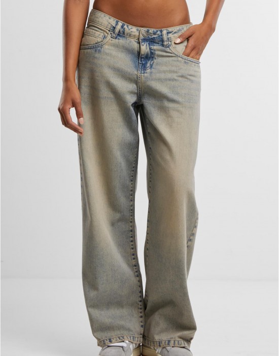 Дамски Дънки Ladies Low Waist Baggy Fit Denim mid grey dirty washed 29