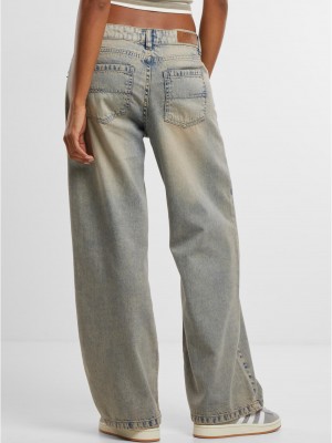 Дамски Дънки Ladies Low Waist Baggy Fit Denim mid grey dirty washed 29