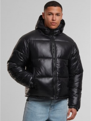 Мъжко Пухено Яке Shiny Puffer Jacket With Hood black XXL