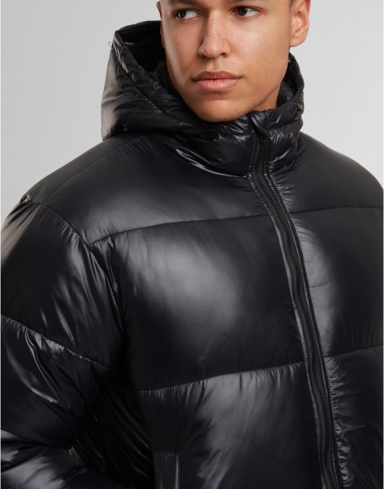 Мъжко Пухено Яке Shiny Puffer Jacket With Hood black XXL