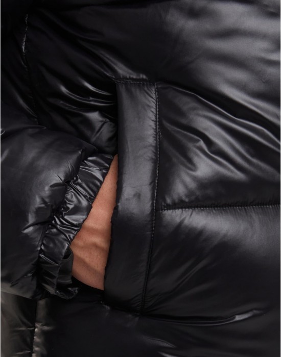 Мъжко Пухено Яке Shiny Puffer Jacket With Hood black XXL