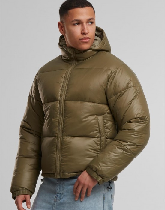 Мъжко Пухено Яке Shiny Puffer Jacket With Hood tiniolive XXL