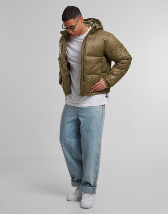 Мъжко Пухено Яке Shiny Puffer Jacket With Hood tiniolive XXL