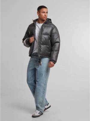 Мъжко Пухено Яке Shiny Puffer Jacket With Hood magnet XXL