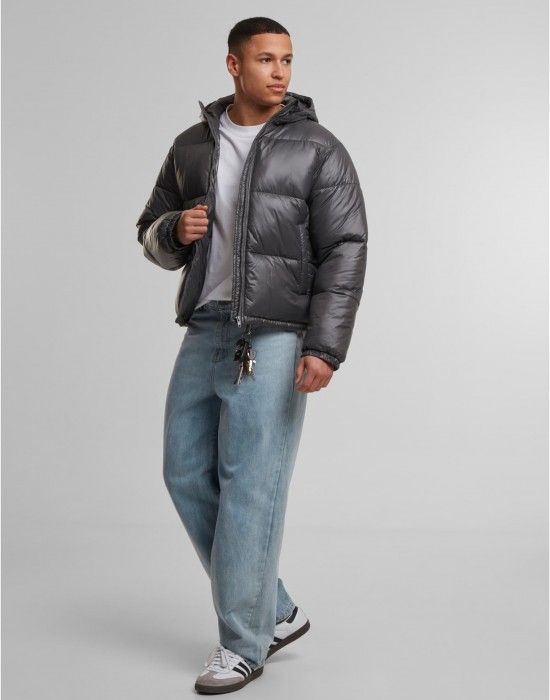 Мъжко Пухено Яке Shiny Puffer Jacket With Hood magnet XXL