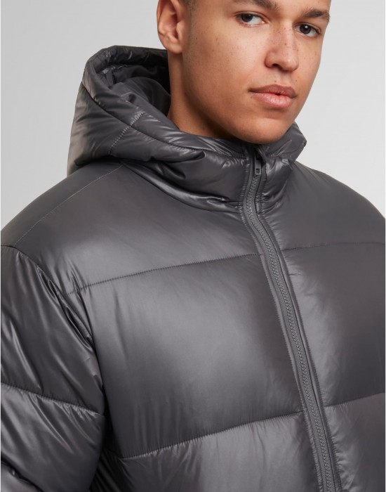 Мъжко Пухено Яке Shiny Puffer Jacket With Hood magnet XXL