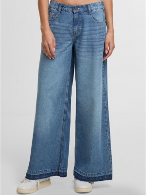 Дамски Дънки Ladies Wide Leg Denim mid deep blue washed 29