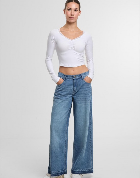 Дамски Дънки Ladies Wide Leg Denim mid deep blue washed 29