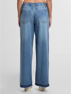 Дамски Дънки Ladies Wide Leg Denim mid deep blue washed 29