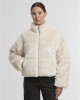 Мъжко Пухено Яке Ladies Short Faux Fur Puffer Jacket whitesand XS