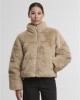 Мъжко Пухено Яке Ladies Short Faux Fur Puffer Jacket wetsand XS