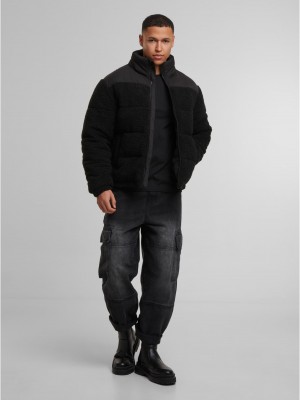 Мъжко Пухено Яке Fabric Mix Teddy Puffer Jacket black XXL