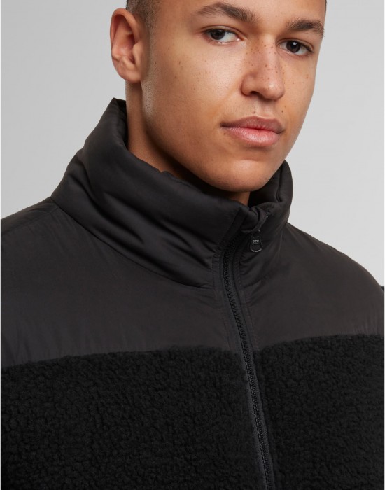 Мъжко Пухено Яке Fabric Mix Teddy Puffer Jacket black XXL