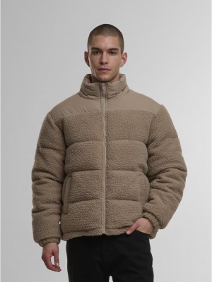 Мъжко Пухено Яке Fabric Mix Teddy Puffer Jacket darktaupe XXL