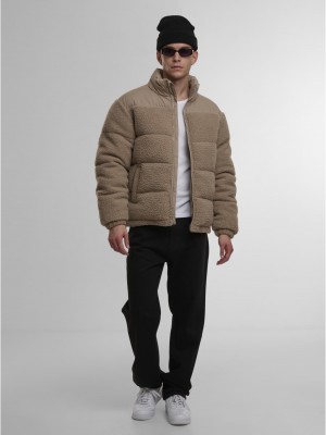 Мъжко Пухено Яке Fabric Mix Teddy Puffer Jacket darktaupe XXL
