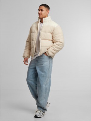 Мъжко Пухено Яке Fabric Mix Teddy Puffer Jacket whitesand XXL